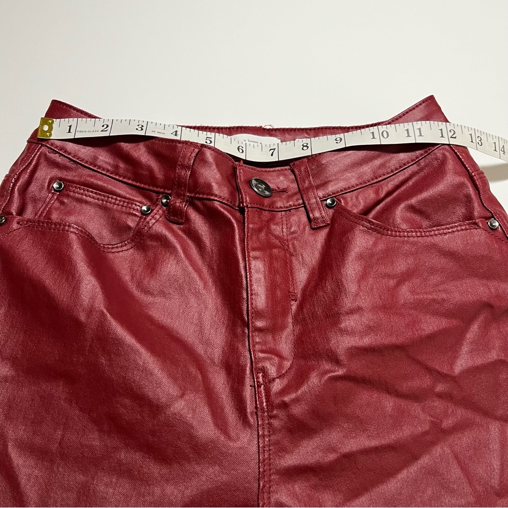 A loves A Womens Size 26 Red Merlot High Rise Ankle Skinny Coated Denim Pant NEW - Picture 7 of 11
